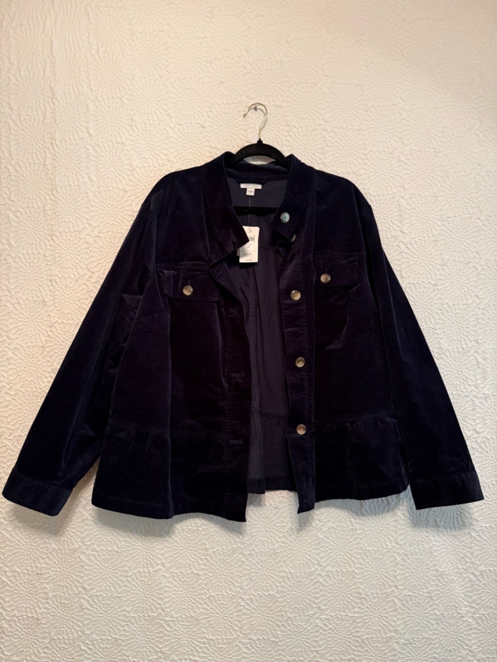 J. Jill Velvet Button-Front Jacket in Deep Navy